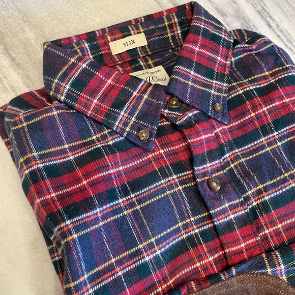 J.Crew Slim Fit Cotton Flannel Suede Elbow Patch Shirt in Mens Small - Picture 2 of 7